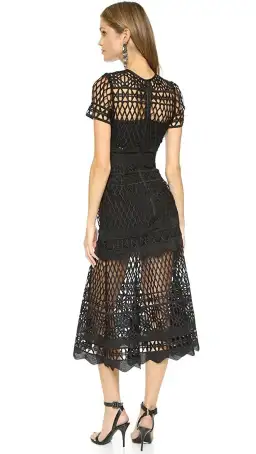  Self Portrait Cutwork Lace Layered Dress Black Size 4  for rent on The Volte - image 2