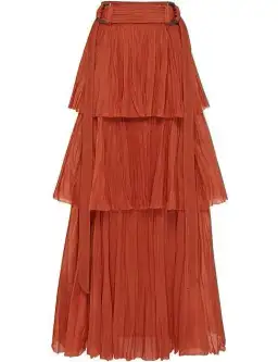 Aje Unfold Tiered Maxi Skirt Rust Size 8  for rent on The Volte - image 5