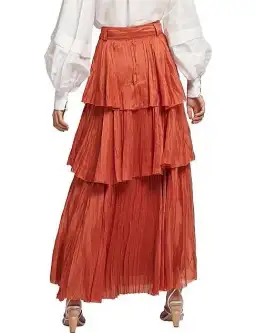 Aje Unfold Tiered Maxi Skirt Rust Size 8  for rent on The Volte - image 3