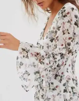 Talulah White Earth Tone Floral Midi Dress Print Size 6 for rent on The Volte - image 2