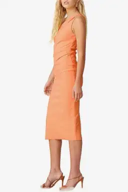 Bec and Bridge Clover Asym Midi Dress in Nectarine Orange Size 6 for rent on The Volte - image 3