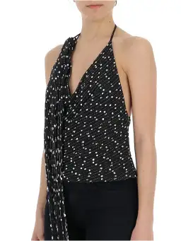 Jacquemus Valoria Fringed Bouclé Halterneck Top Black Size 10