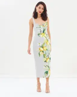 Pasduchas Citrus Brassiere Midi Dress Print Size 10