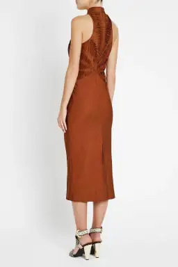  Sass & Bide You Are The One Fitted Midi Dress Bronze Size 10 for rent on The Volte - image 4