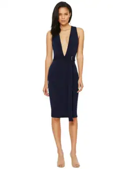 Bec & Bridge Luminous Plunge Dress Blue Size AU 6