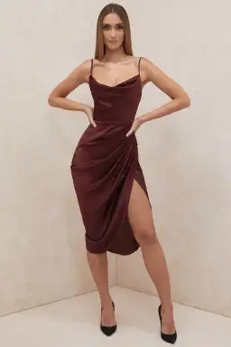 House of CB Reva Satin Balcony Corset Midi Dress Red Size 6 for rent on The Volte - image 4