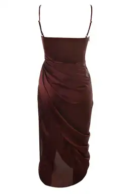 House of CB Reva Satin Balcony Corset Midi Dress Red Size 6 for rent on The Volte - image 7