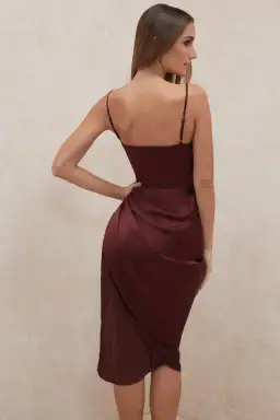 House of CB Reva Satin Balcony Corset Midi Dress Red Size 6 for rent on The Volte - image 3