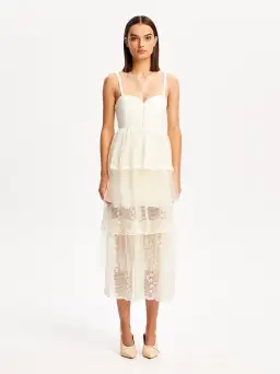 Alice McCall Creme Moonstruck Midi Dress Cream Size 8  for rent on The Volte - image 1