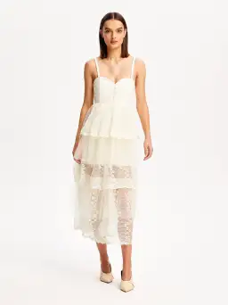 Alice McCall Creme Moonstruck Midi Dress Cream Size 8  for rent on The Volte - image 3