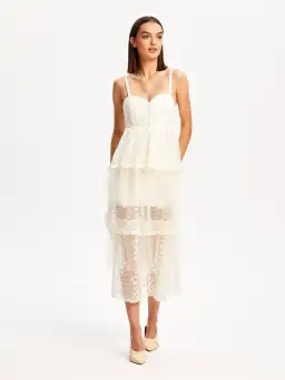 Alice McCall Creme Moonstruck Midi Dress Cream Size 8  for rent on The Volte - image 2