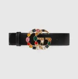 Gucci Leather Belt with Crystal Double G Buckle Multi for rent on The Volte - image 2