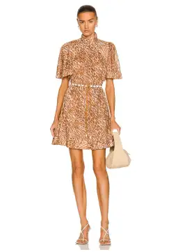 Zimmermann Tropicana Flutter Sleeve Mini Dress Leopard Print Size 6