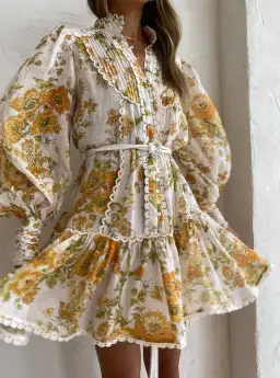 Alemais Songbird Mini Dress Print Yellow Size 8 for rent on The Volte - image 3