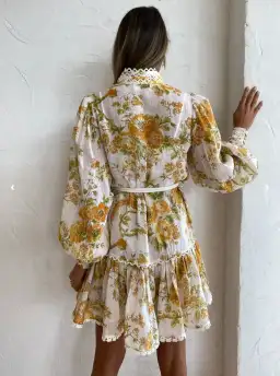 Alemais Songbird Mini Dress Print Yellow Size 8 for rent on The Volte - image 4