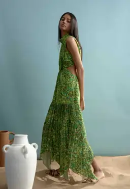 Alemais Phyllis Twist Front Pleat Dress Green Size 10 for rent on The Volte - image 2