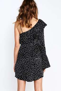 Shakuhachi Spot On One Sleeve Ruffle Polka Dot Dress size 8