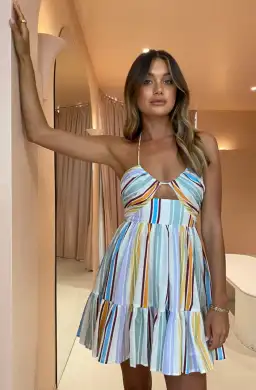 Alemais Axum Tuck Front Mini Dress Print Size 8 for rent on The Volte - image 3