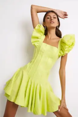 Aje Breathless Frill Sleeve Mini Dress Green Size 12 for rent on The Volte - image 3