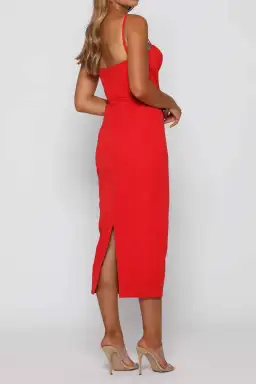 Elle Zeitoune Penny Midi Dress Red Size 8 for rent on The Volte - image 3