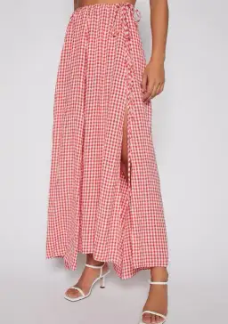 Scanlan Theodore Gingham Drawcord Skirt and Gingham Drawcord Top Set Red   for rent on The Volte - image 3