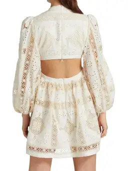 Zimmermann Aliane Embroidered Short Dress Ivory White