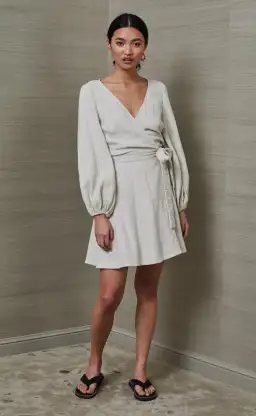 Bec & Bridge Pumice Marlowe Mini Dress Cream Size 6  for rent on The Volte - image 1