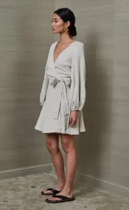 Bec & Bridge Pumice Marlowe Mini Dress Cream Size 6  for rent on The Volte - image 2