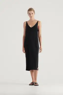 Elka Collective Suki Black Slip Silk Dress Black Size 10 for rent on The Volte - image 2