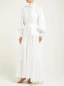 Zimmermann Zippy High Neck Cut Out Maxi Dress White Size 0 / AU 8