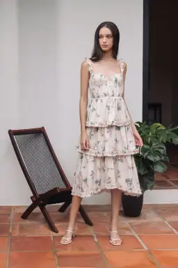 Sau Lee Peyton Dress Powder Rose Print Size 10 