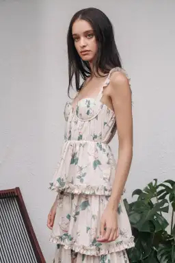 Sau Lee Peyton Dress Powder Rose Print Size 10 