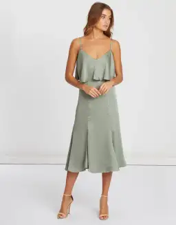 Chancery Bec Cocktail Satin Dress in Sage Green Size  6