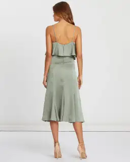 Chancery Bec Cocktail Satin Dress in Sage Green Size  6