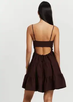 Shona Joy Rubi Lace Up Mini Dress in Cocoa Brown Size 10 for rent on The Volte - image 3