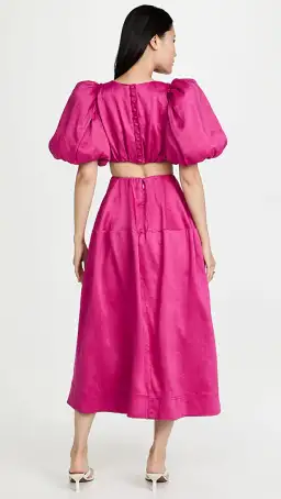 Aje Vanades Cut Out Ring Midi Dress in Fuchsia Pink