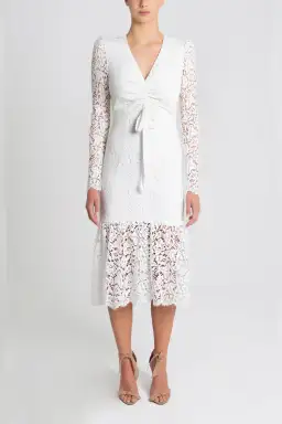 Rebecca Vallance Le Saint Ruched Lace Dress White Size 8 for rent on The Volte - image 1