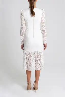 Rebecca Vallance Le Saint Ruched Lace Dress White Size 8 for rent on The Volte - image 2