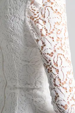 Rebecca Vallance Le Saint Ruched Lace Dress White Size 8 for rent on The Volte - image 3