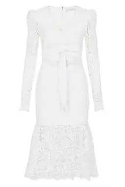 Rebecca Vallance Le Saint Ruched Lace Dress White Size 8 for rent on The Volte - image 4