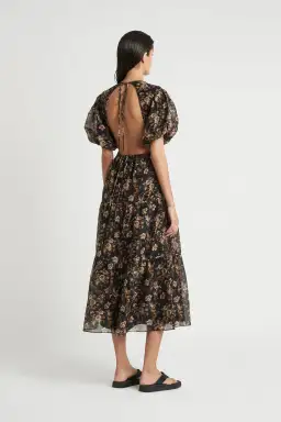 Sir the Label Amerie Open Back Midi Dress Print