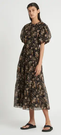 Sir the Label Amerie Open Back Midi Dress Print Size 2 / AU 10