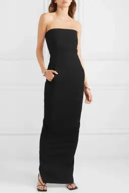 Rick Owens Strapless Cotton Blend Crepe Maxi Dress Black