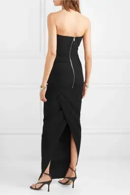 Rick Owens Strapless Cotton Blend Crepe Maxi Dress Black