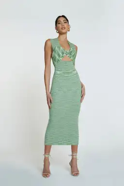 By Johnny Leora Latice Knit Midi Dress Matcha Size 10 for rent on The Volte - image 1