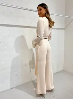 By Johnny Mimi Top and Wide Leg Pant Set Cream Size 10  for rent on The Volte - image 5