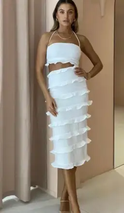 By Nicola Halo Midi Dress White Size 10 for rent on The Volte - image 8