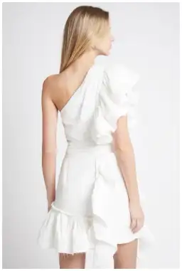 Aje Bonjour Asymmetric Mini Dress White Size 10 for rent on The Volte - image 2