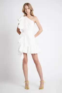 Aje Bonjour Asymmetric Mini Dress White Size 10 for rent on The Volte - image 1