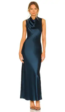 Veronica Beard Kura Satin Dress Petrol  Blue